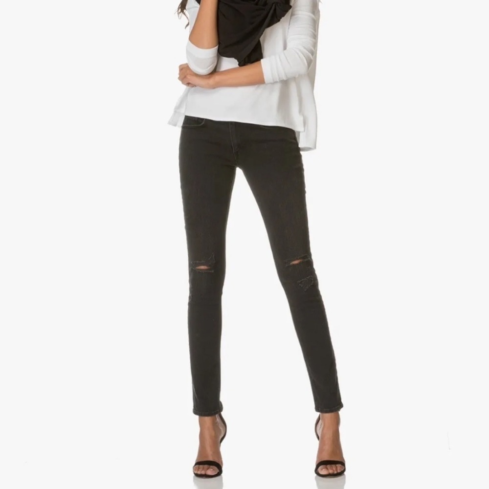 rag & bone The Skinny Rock With Holes Black Distressed Jeans Size 27
